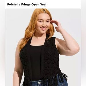 Torrid Pointelle Fringe Sweater Vest